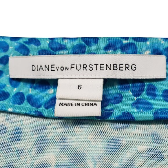 Diane von Furstenberg Julian Two Teal Blue Dot Wrap Dress Career Work Classic 6 - Picture 3 of 14